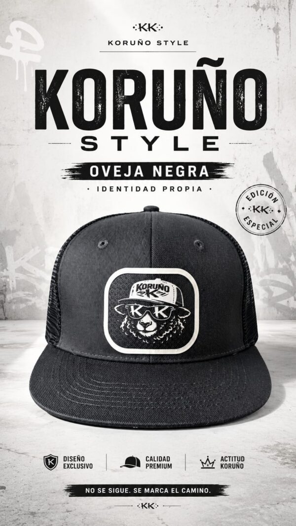 Gorra Koruño Style Trucker Antracita y Negra Oveja Negra