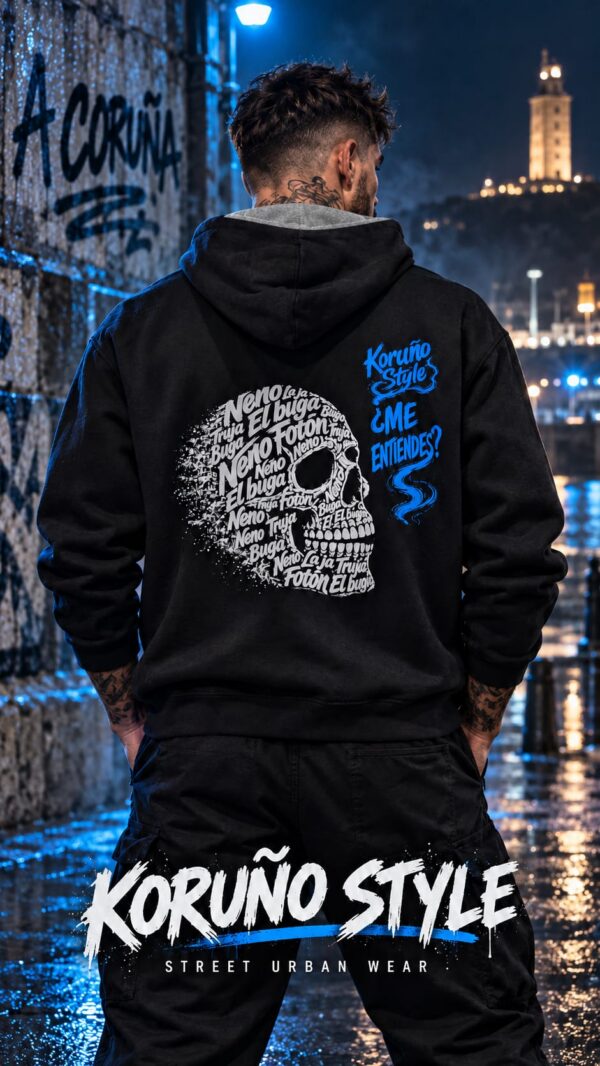 Sudadera con Capucha Koruño Style Calavera Fotón Fogata
