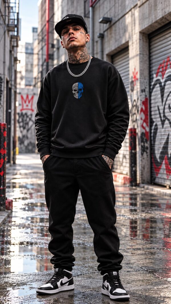 Sudadera Koruño Style Calavera Blanquiazul