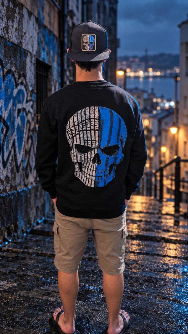 Sudadera Koruño Style Calavera Blanquiazul